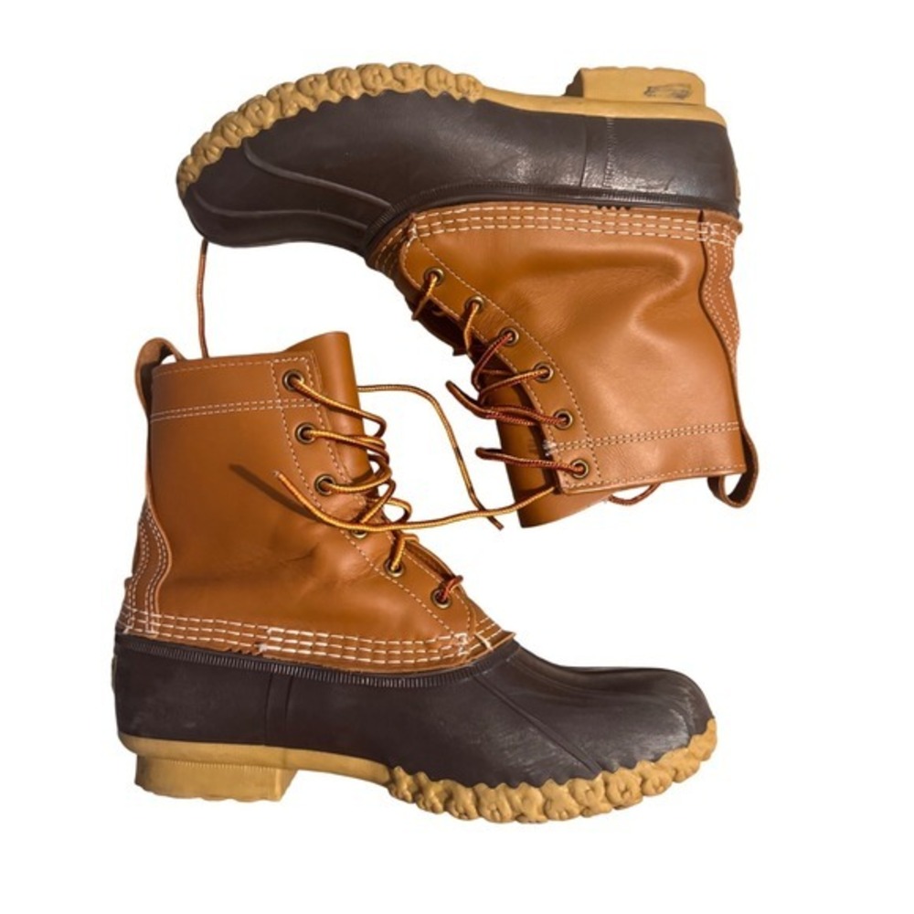 L.L. Bean Duck Boots Womens 8 Brown Tan Excellent 8" Waterproof Leather Made USA - Picture 6 of 10
